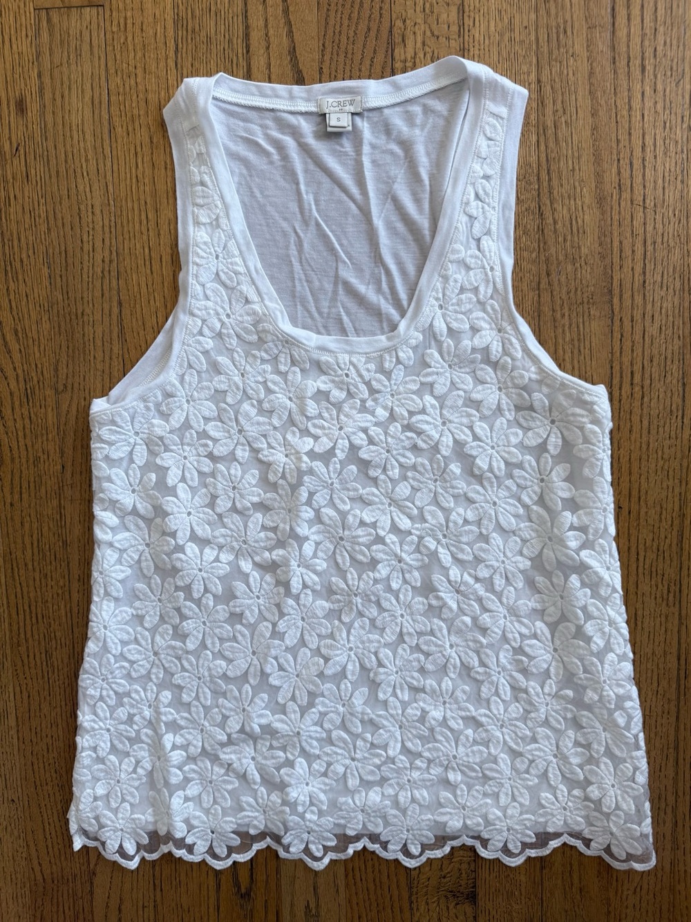 J.Crew White Floral Embroidered Lace Tank Top Size Small